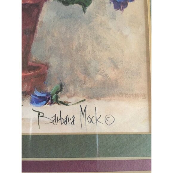 Barbara Mock Print Matted Rustic Distressed Framed Purple Violets Floral Flowers - Picture 4 of 12